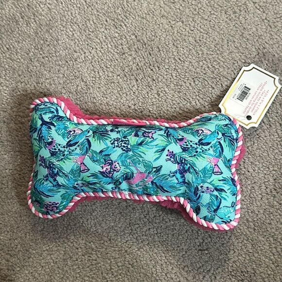 🌸HP 🌸Lilly Pulitzer Blue Plush Dog Toy in Barking Up the Palm Tree! - Picture 1 of 7
